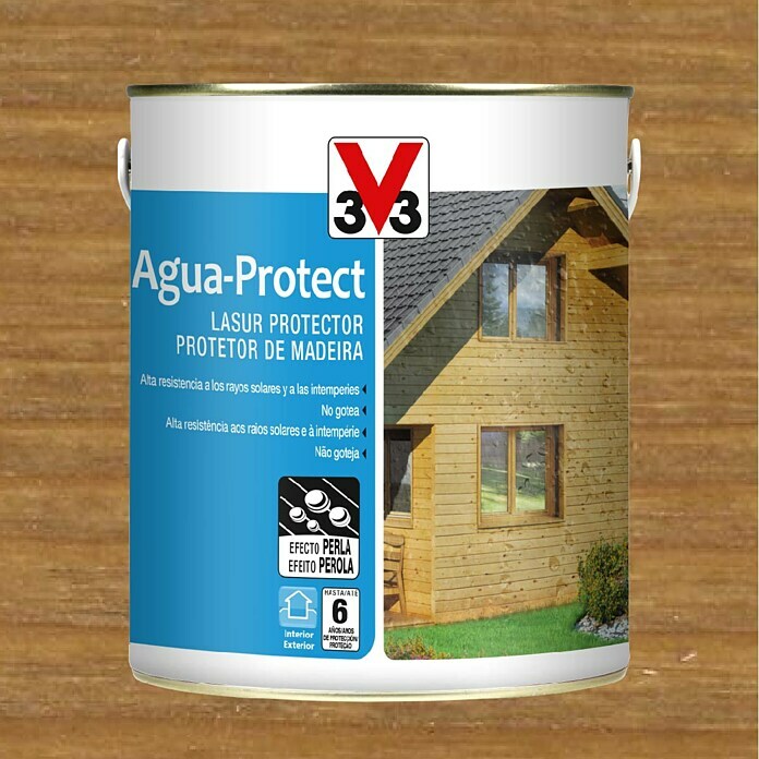 V33 Protección para madera Agua-Protect  (Roble medio, 750 ml)