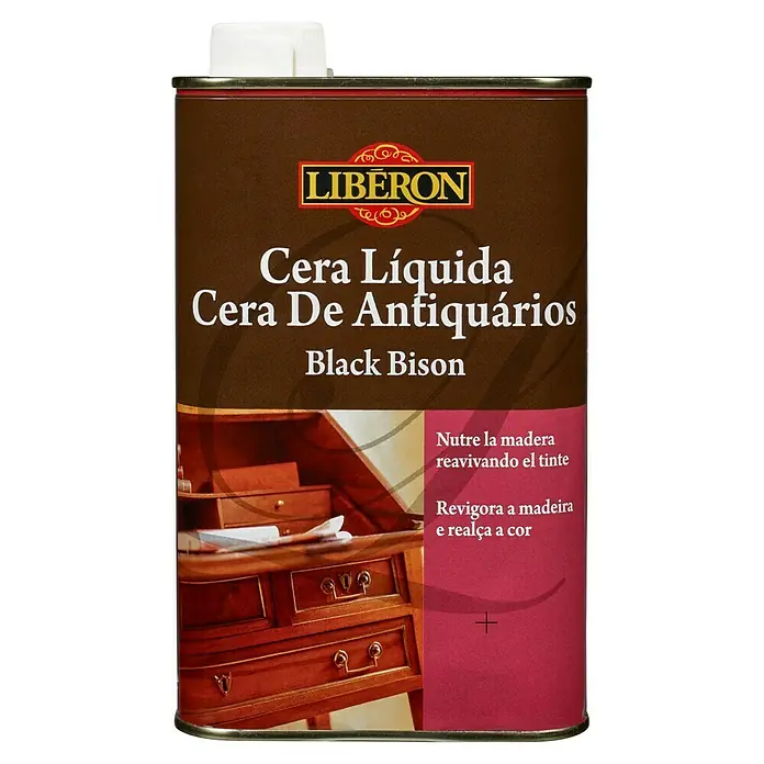 Libéron Cera para muebles Black bison - Incoloro, 500 ml - Una lata de cera antigua Liberon Black Bison, ideal para nutrir y proteger superficies de madera.