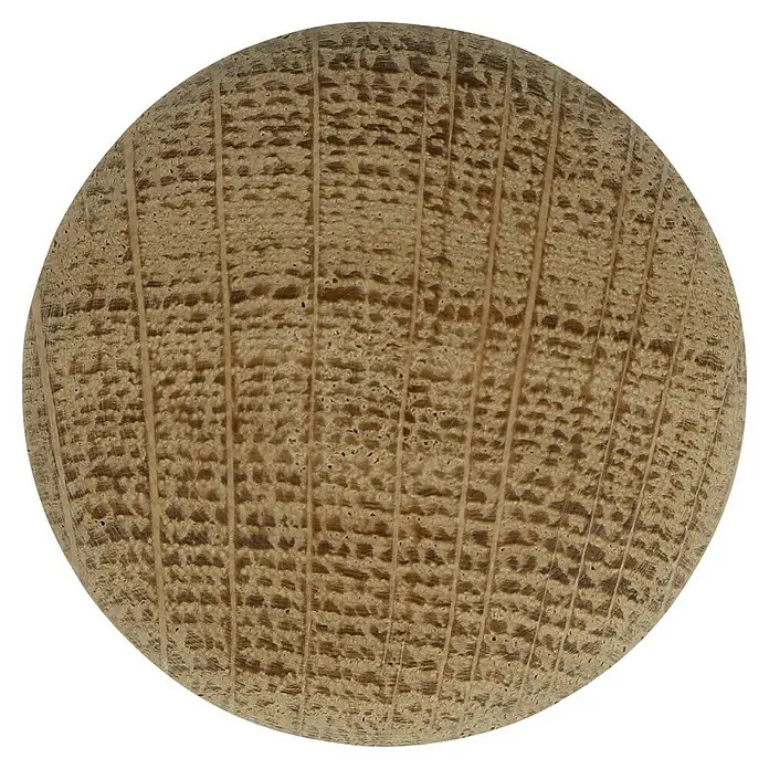 Häfele Pomo para muebles - Tipo de tirador del mueble: Botón, Ø x Al: 37 x 25 mm, Lacado - Primer plano de un bloque de madera con una veta distintiva, ideal para carpintería y decoración rústica.