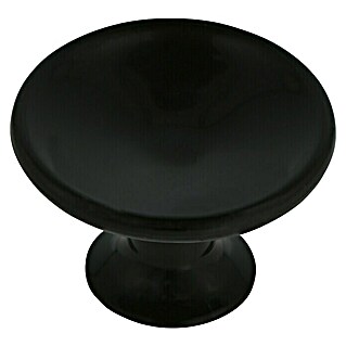 Pomo para muebles (Tipo de tirador del mueble: Botón, Ø x Al: 40 x 25 mm, Plástico, Otros, Negro)