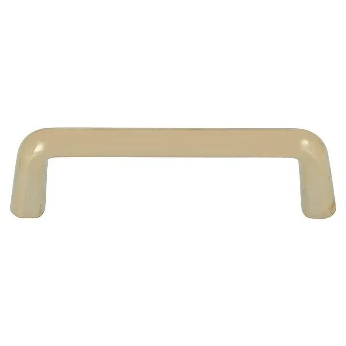 MöbelgriffTyp Möbelgriff: Bügel, Stahl, Lochabstand: 64 mm - Ein cremefarbener, gebogener Möbelgriff aus Kunststoff, ideal für Schränke und Schubladen. Das perfekte Accessoire für jeden Raum.