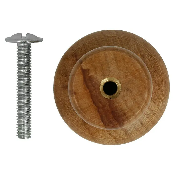 Häfele Pomo para muebles - Madera, Lacado, Diámetro: 30 mm - Pomo de madera con tornillo. El pomo es de madera y tiene un agujero en el centro para el tornillo.