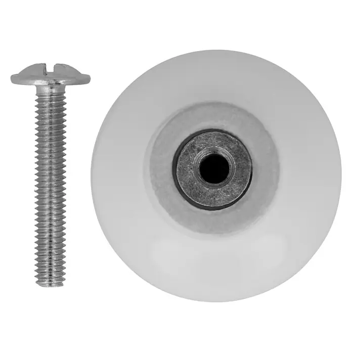 Häfele Pomo para muebles - Tipo de tirador del mueble: Botón, Ø x Al: 32 x 25 mm, Porcelana, Lacado - Primer plano de un deslizador con tornillo, ideal para muebles u otras aplicaciones donde se requiere un movimiento suave.