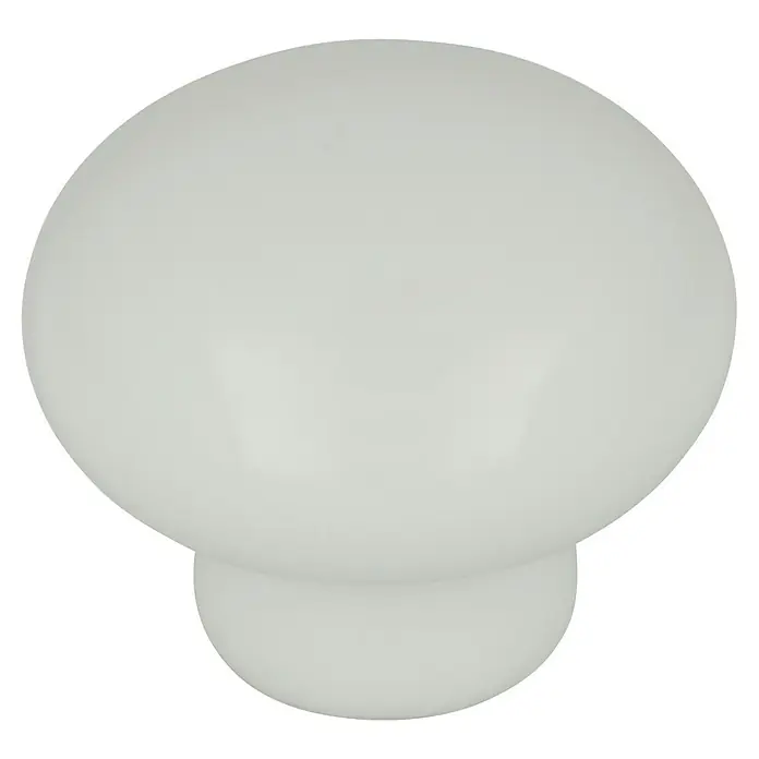Häfele Pomo para muebles - Tipo de tirador del mueble: Botón, Ø x Al: 32 x 25 mm, Porcelana, Lacado - Primer plano de una lámpara esférica elegante con un brillo suave y difuso, ideal para añadir un toque de elegancia moderna.
