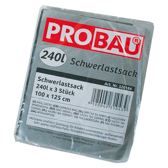 Probau Schwerlastsack für Schwerlasten (240 l, Grau, 3 Stk.) | BAUHAUS