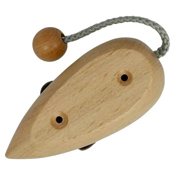 Häfele Tirador para muebles - Tipo de tirador del mueble: Botón, L x An x Al: 73 x 37 x 30 mm, Madera, Lacado - Juguete de ratón de madera con cuerda y bola para que jueguen los niños. Un juguete divertido para los más pequeños.