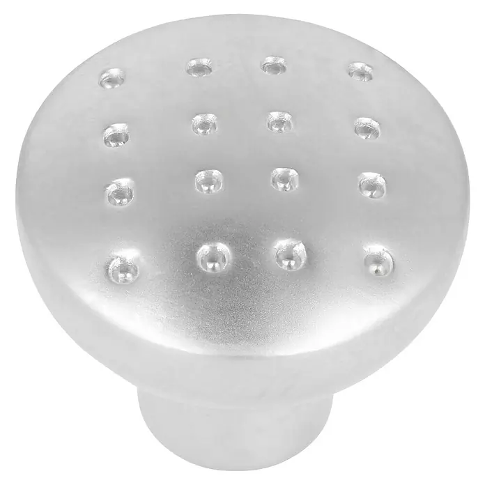 Häfele Pomo para muebles - Tipo de tirador del mueble: Botón, Ø x Al: 28 x 25 mm, Cromado, Mate - Este tirador plateado presenta un elegante patrón de puntos, ideal para muebles o como detalle decorativo.