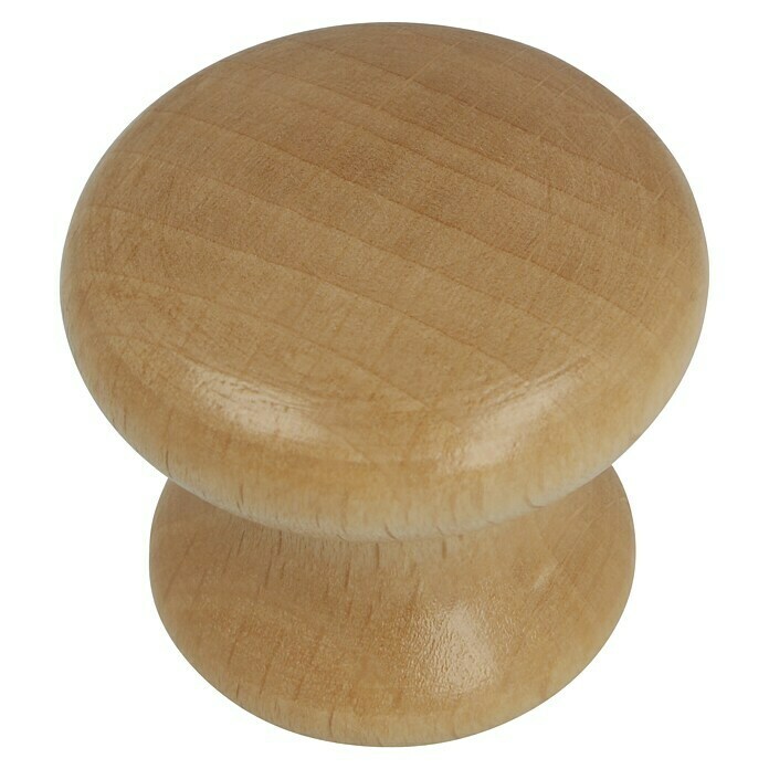 Pomo para muebles (Ø x Al: 40 x 25 mm, Madera de haya, Pintado marrón)