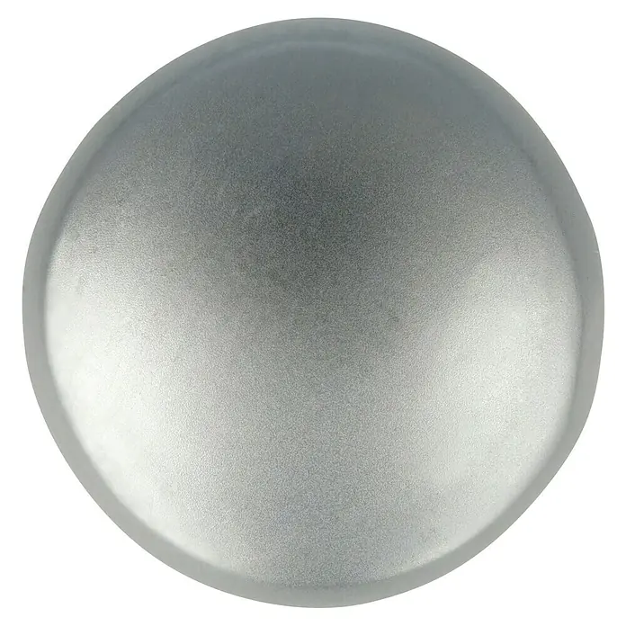Möbelknopf - Typ Möbelgriff: Knopf, Ø x H: 14 x 25 mm, Sonstige, Verchromt - Nahaufnahme einer stilvollen, mattsilbernen Halbkugel, die ein modernes und minimalistisches Design verkörpert.