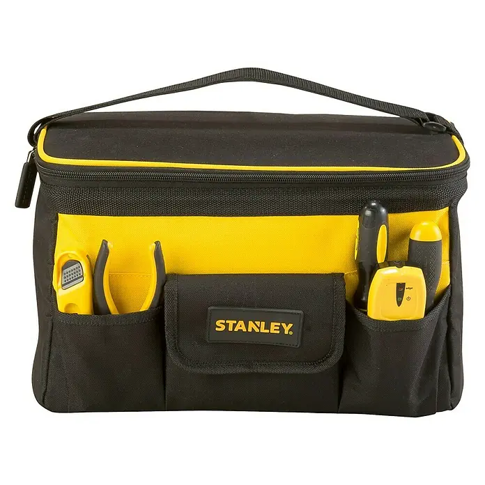 Stanley Bolsa para herramientas STS1- 73615 - Herramientas de mano, No incluye herramientas - Bolsa de herramientas Stanley negra y amarilla con bolsillos exteriores para fácil acceso y organización.