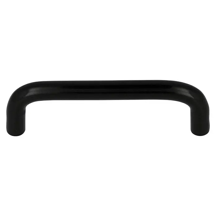 Rei Tirador para muebles - Distancia entre orificios: 96 mm, Tipo de tirador del mueble: Estribo, Lacado, Negro - Manija de puerta curva negra hecha de material robusto, asegurando un manejo fácil y elegante de las puertas. Ideal para espacios modernos.