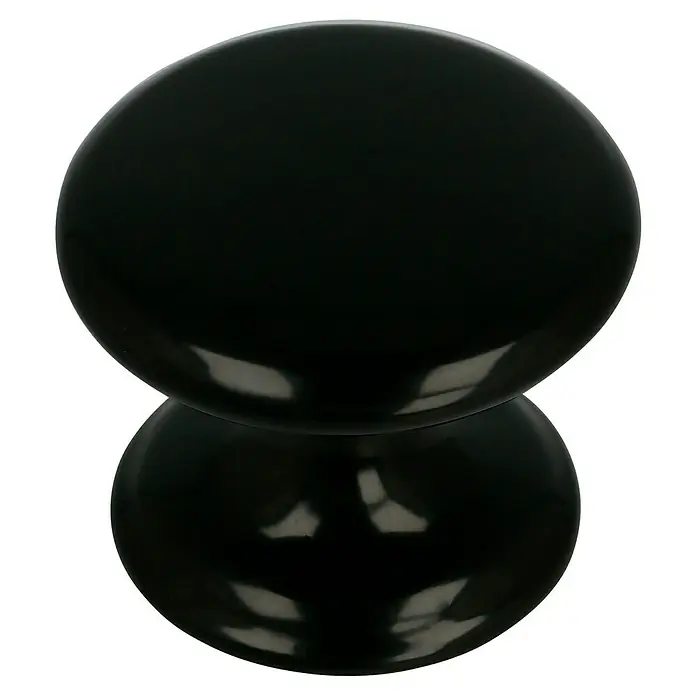 Rei Pomo para muebles - Tipo de tirador del mueble: Botón, Ø x Al: 33 x 27 mm, Negro - Elegante objeto decorativo negro compuesto por dos esferas apiladas. Ideal como accesorio elegante para espacios modernos.