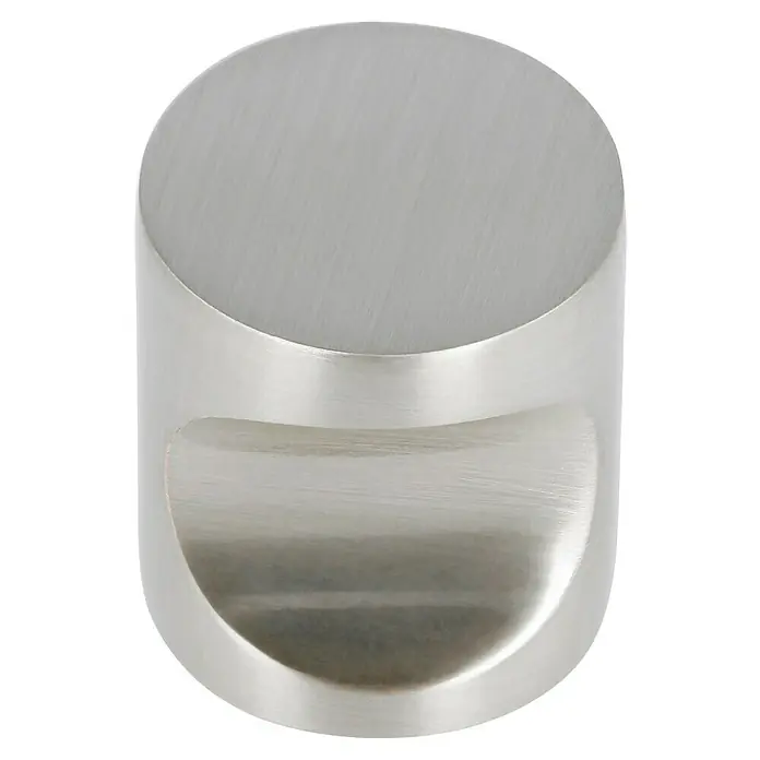 Möbelknopf - Typ Möbelgriff: Knopf, Ø x H: 18 x 21 mm, Sonstige, Vernickelt - Nahaufnahme eines modernen, silberfarbenen Möbelknopfs mit einer glatten Oberfläche und einem minimalistischen Design.
