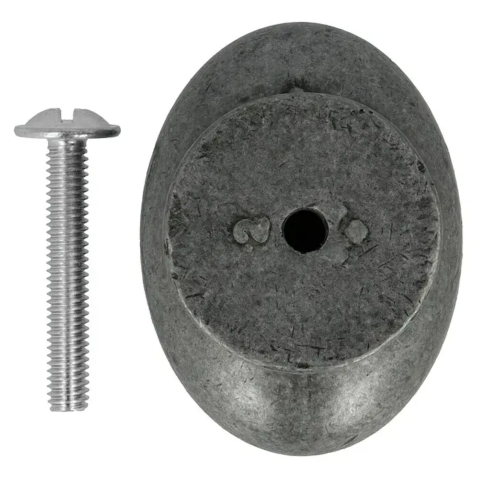 Möbelknopf - Typ Möbelgriff: Knopf, Ø x H: 40 x 29 mm, Verchromt - Nahaufnahme eines Möbelknopfs mit Schraube, ideal für Schubladen oder Schranktüren, in antikem Design.
