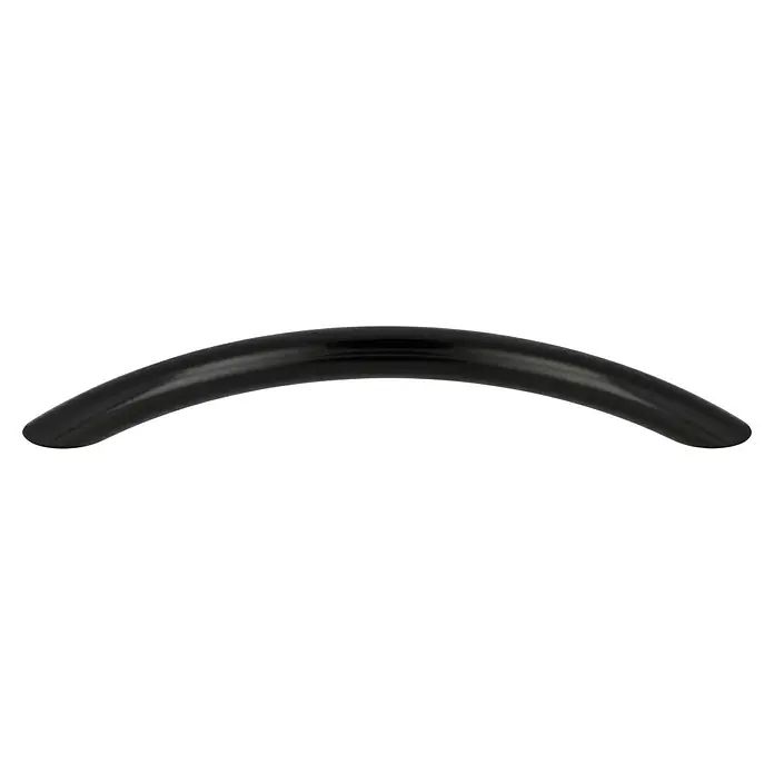 Möbelgriff - Typ Möbelgriff: Bügel, Sonstige, Lackiert, Schwarz, Länge: 150 mm - Nahaufnahme eines gebogenen, glänzenden, schwarzen Objekts, das eine moderne und minimalistische Ästhetik ausstrahlt.