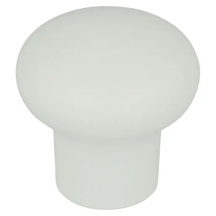 Häfele Pomo para muebles - Tipo de tirador del mueble: Botón, Ø x Al: 26 x 27 mm, Plástico - Primer plano de una lámpara de mesa blanca y moderna. Cuenta con una pantalla redonda y una base cilíndrica, ideal para un ambiente moderno.