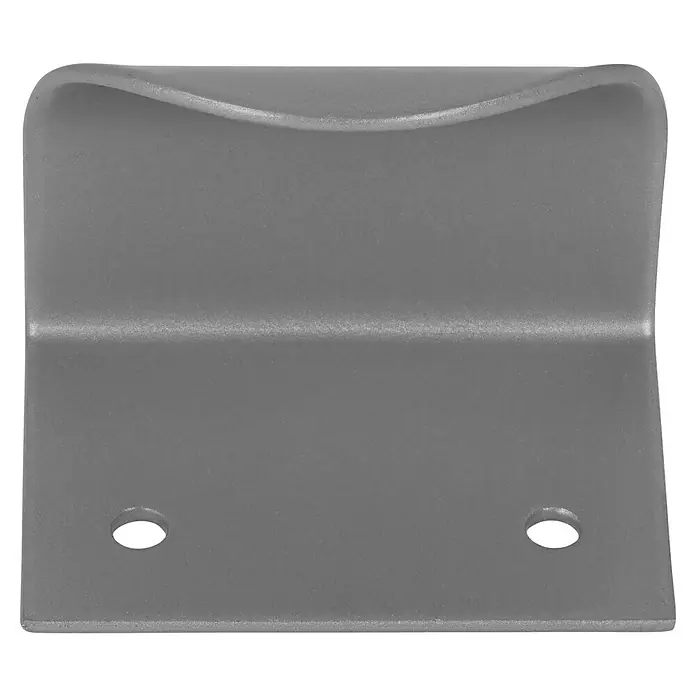 Häfele Tirador para muebles - L x An x Al: 34 x 50 x 38 mm - Primer plano de un soporte de pared gris con dos agujeros para una fijación segura. Ideal para diversas aplicaciones domésticas.