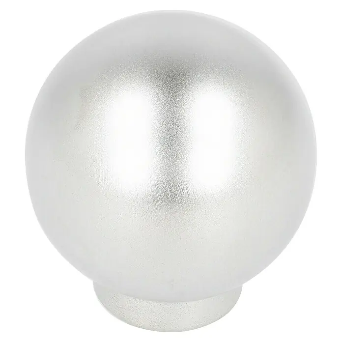 Möbelknopf - Typ Möbelgriff: Knopf, Ø x H: 25 x 27 mm, Matt - Nahaufnahme eines silberfarbenen Kugelknaufs mit einer glatten, leicht strukturierten Oberfläche und einer kleinen Basis.