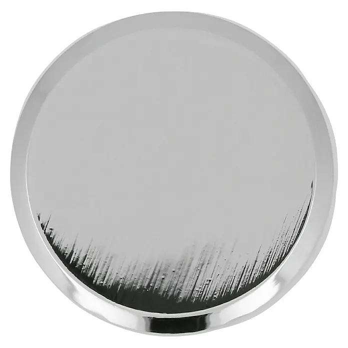 Häfele Pomo para muebles - Tipo de tirador del mueble: Botón, Ø x Al: 11 x 25 mm, Resplandeciente, Cromo - La imagen muestra una bandeja redonda de servir de color plateado con una superficie lisa y un efecto brillante. Ideal para servir con estilo.