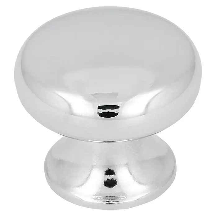 Häfele Pomo para muebles - Tipo de tirador del mueble: Botón, Ø x Al: 25 x 22 mm, Cromado - Primer plano de un tirador de mueble brillante, de color plateado y forma redonda, ideal para cajones o armarios.
