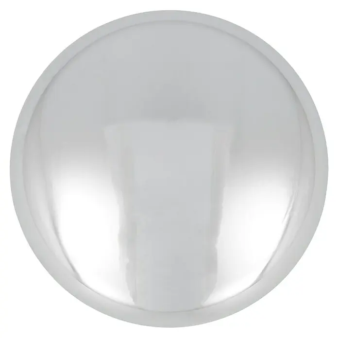 Häfele Pomo para muebles - Tipo de tirador del mueble: Botón, Ø x Al: 25 x 22 mm, Cromado - Primer plano de un cuenco blanco único, brillante, vacío, redondo y abovedado sobre un fondo negro.
