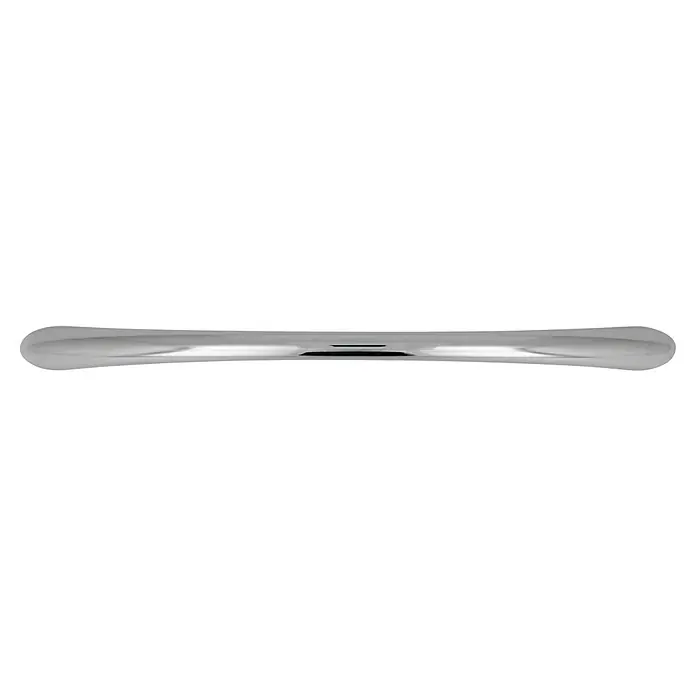 Häfele Tirador para muebles - Tipo de tirador del mueble: Estribo, Acero, Cromado, Ø x L: 10 x 111 mm - Primer plano de una alianza de boda sencilla de color plateado con una superficie lisa y una reflexión sutil.