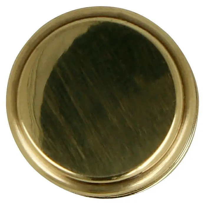 Häfele Pomo para muebles - Tipo de tirador del mueble: Botón, Ø x L: 12 x 11 mm - Primer plano de una tapa redonda de color dorado con una superficie lisa y un borde ligeramente elevado, ideal para conservas o cierres de recipientes.