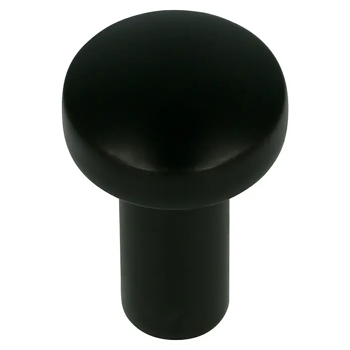 Häfele Pomo para muebles - Tipo de tirador del mueble: Botón, Ø x Al: 20 x 31 mm, Negro - Primer plano de un elegante tirador de mueble negro con un acabado liso, ideal para diseños de muebles modernos.