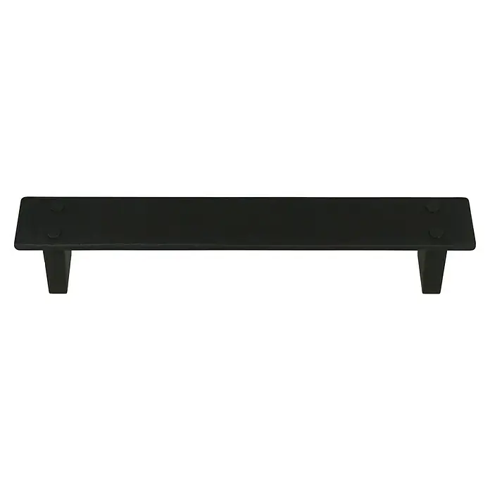 Häfele Tirador para muebles - Tipo de tirador del mueble: Estribo, L x An x Al: 154 x 26 x 25 mm - Esta imagen muestra un banco negro simple con patas resistentes, perfecto para interiores minimalistas y áreas de estar funcionales.