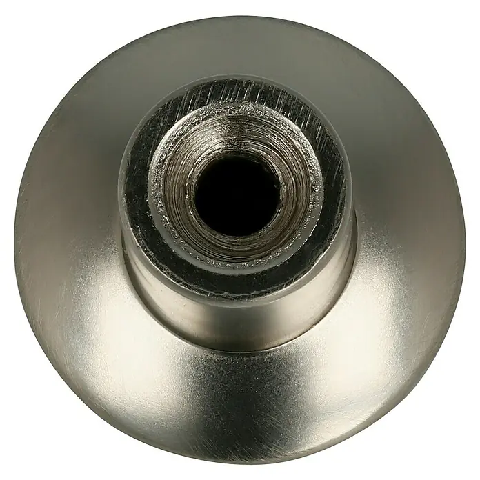 Häfele Pomo para muebles - Tipo de tirador del mueble: Botón, Ø x Al: 20 x 31 mm, Níquel - Primer plano de un accesorio metálico redondo con un agujero roscado central, ideal para diversas aplicaciones de montaje.