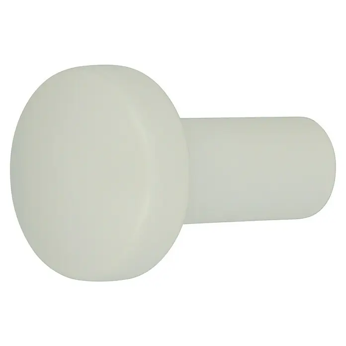 Häfele Pomo para muebles - Tipo de tirador del mueble: Botón, Ø x Al: 20 x 31 mm, Blanco - Primer plano de un pomo redondo blanco con base cilíndrica sobre fondo negro. Perfecto para muebles o proyectos decorativos.