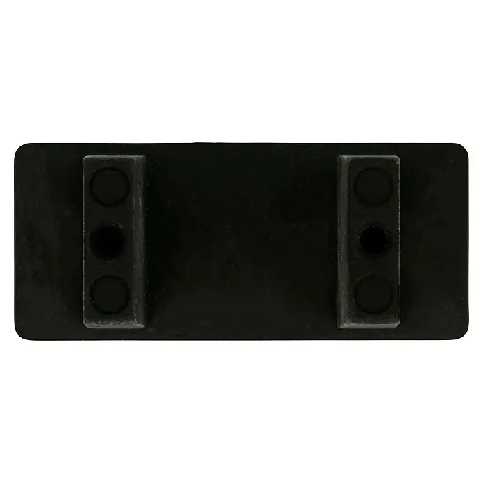 Häfele Tirador para muebles - Tipo de tirador del mueble: Estribo, L x An x Al: 58 x 26 x 25 mm - Placa de plástico negro con dos bloques, cada uno con tres huecos redondos, ofreciendo una solución de montaje versátil.