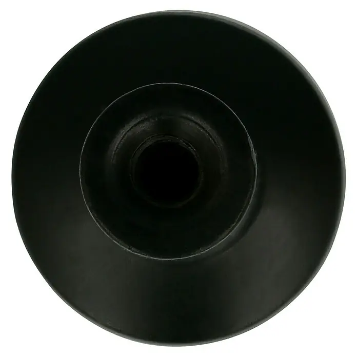 Häfele Pomo para muebles - Tipo de tirador del mueble: Botón, Ø x Al: 20 x 31 mm, Negro - Primer plano de un objeto negro, redondo y escalonado con un hueco cilíndrico en el centro.