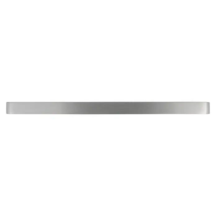 Häfele Tirador para muebles - Tipo de tirador del mueble: Estribo, L x An x Al: 158 x 24 x 10 mm, Acero inoxidable - La imagen muestra un objeto rectangular de color plateado con esquinas redondeadas sobre un fondo negro. Su superficie es lisa y reflectante.