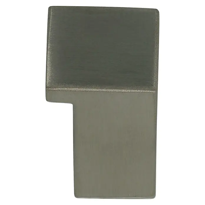 Häfele Möbelknopf - Typ Möbelgriff: Knopf, Sonstige, Sonstige, L x B x H: 16 x 25 x 12 mm - Diese Aufnahme zeigt eine moderne, eckige Möbelgriff in gebürstetem Nickel, ideal für Schränke oder Schubladen.