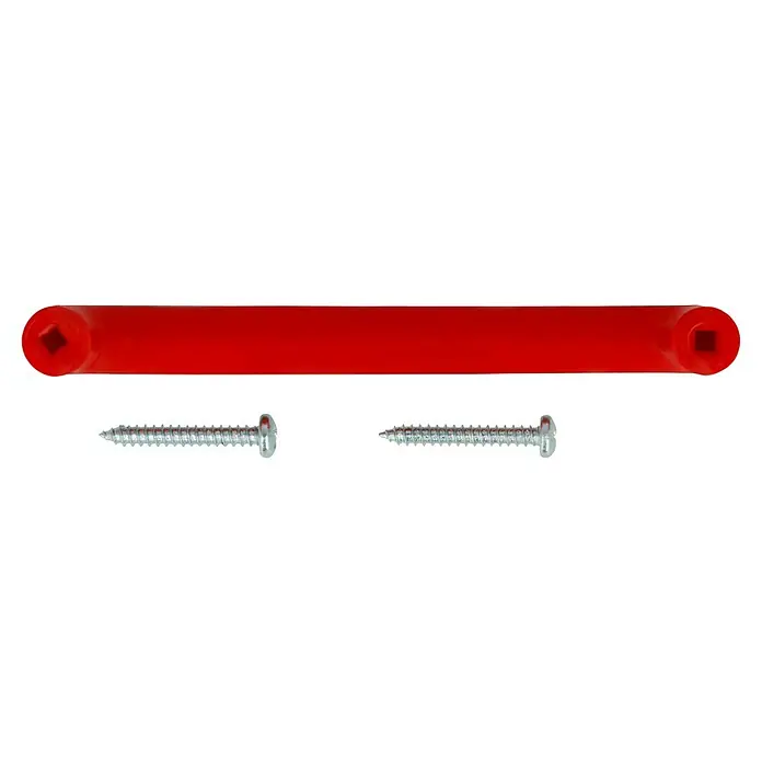 Häfele Tirador para muebles - Tipo de tirador del mueble: Estribo, Plástico, Rojo, Distancia entre orificios: 64 mm - Manija roja acompañada de dos tornillos. Perfecta para proyectos que necesiten un agarre seguro y cómodo. Versátil en su uso.