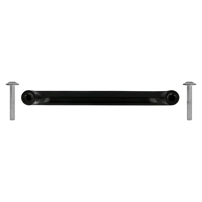Häfele Tirador para muebles - Tipo de tirador del mueble: Estribo, Plástico, Negro, Distancia entre orificios: 64 mm - Aquí hay una manija negra con dos tornillos. Una herramienta útil para abrir y cerrar puertas y cajones con su diseño.