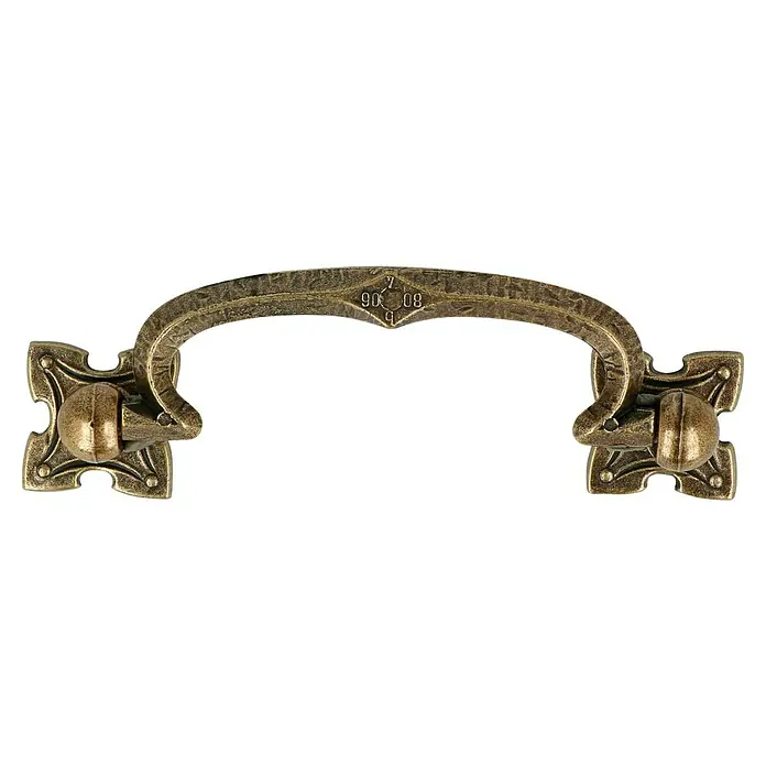 Häfele Tirador para muebles - An x L: 17 x 110 mm - Primer plano del tirador dorado antiguo para muebles.