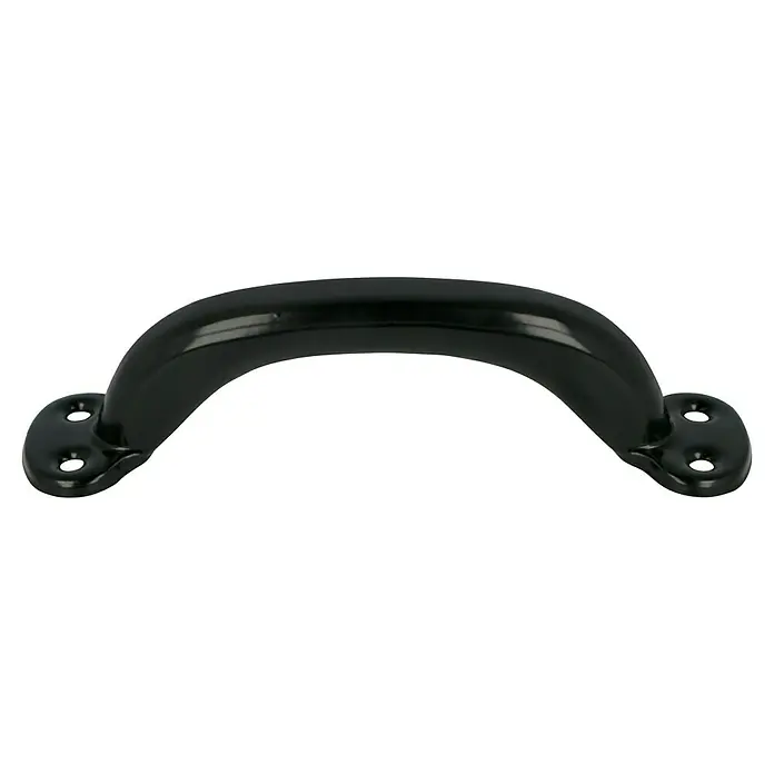 Häfele Tirador para muebles - Tipo de tirador del mueble: Estribo, Distancia entre orificios: 120 mm, Acero, Brillante, Negro - Manija de armario negra con diseño curvo y orificios de montaje para una fácil instalación en cajones.
