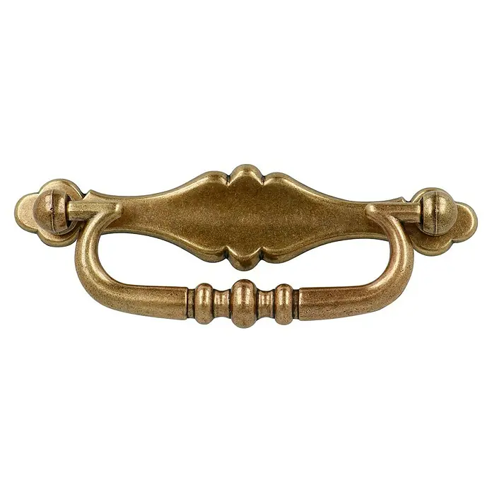 Häfele Tirador para muebles - L x An x Al: 107 x 35 x 15 mm - Manija de mueble de latón antiguo con detalles intrincados. Perfecta para muebles vintage o para mejorar cajones y armarios.