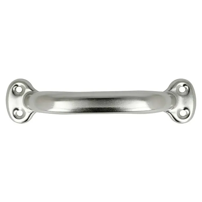 Häfele Tirador para muebles - Tipo de tirador del mueble: Estribo, Distancia entre orificios: 120 mm, Acero, Satinado, Plateado - Manija de metal con extremos redondeados y orificios de montaje para armarios o cajones, ideal para restauración de muebles.