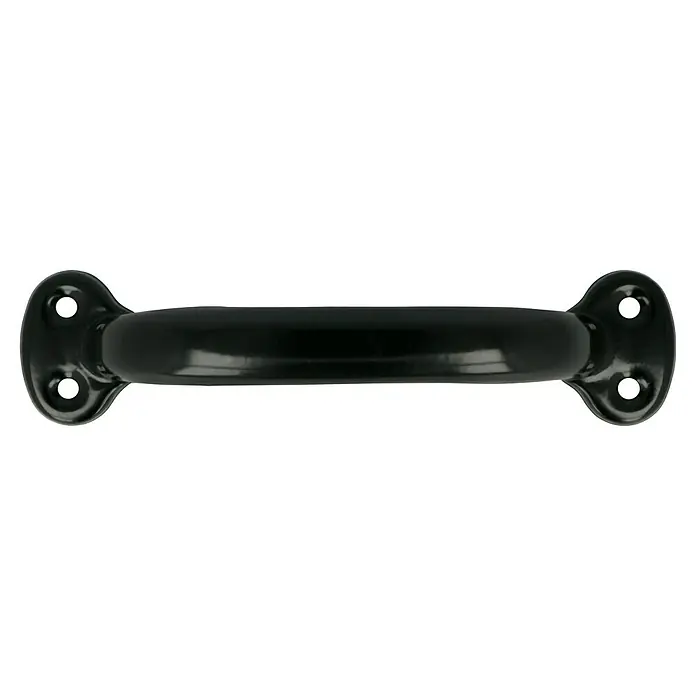 Häfele Tirador para muebles - Tipo de tirador del mueble: Estribo, Distancia entre orificios: 120 mm, Acero, Brillante, Negro - Tirador de mueble negro con agujeros de montaje. El tirador es brillante y robusto, ideal para armarios y cajones.