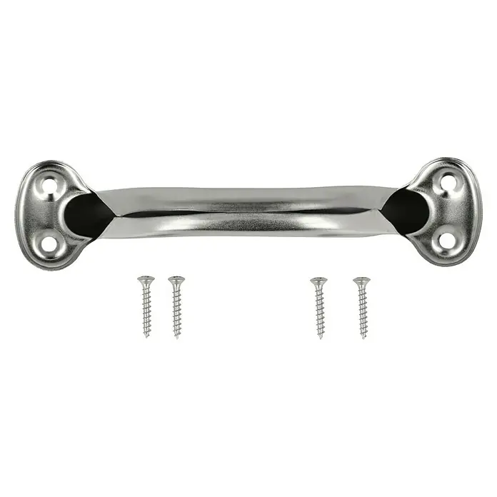 Häfele Tirador para muebles - Tipo de tirador del mueble: Estribo, Distancia entre orificios: 120 mm, Acero, Satinado, Plateado - Una barra de mango de color plateado con cuatro tornillos para el montaje. Ideal para armarios o cajones.