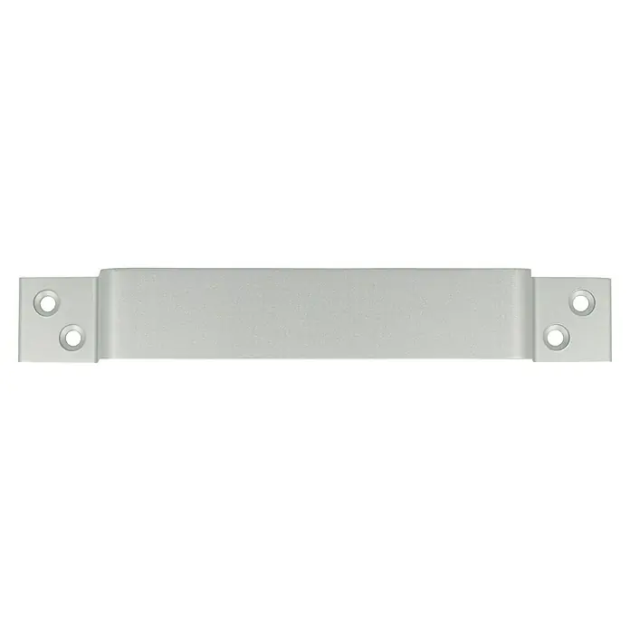 Häfele Tirador para muebles - Tipo de tirador del mueble: Barra, Aluminio, Distancia entre orificios: 170 mm - Riel metálico gris con placas atornilladas en ambos extremos. El soporte sirve para fijar un dispositivo.