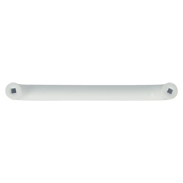 Häfele Tirador para muebles - Tipo de tirador del mueble: Estribo, Acero, Lacado, Distancia entre orificios: 128 mm - Primer plano de una barra de pesas blanca con tapas cuadradas, diseñada para ejercicios de fitness y entrenamiento de fuerza.
