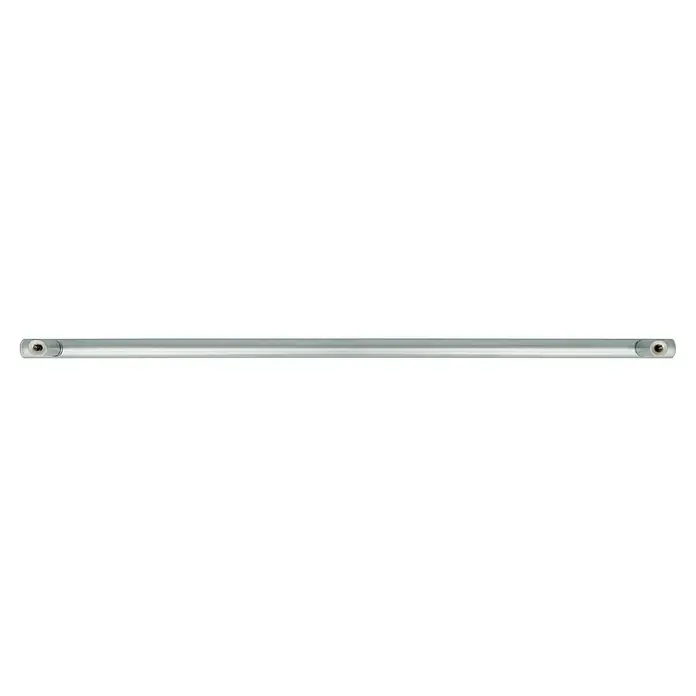 Häfele Tirador para muebles - Tipo de tirador del mueble: Barra, Acero, Niquelado, Distancia entre orificios: 352 mm - Un tirador de puerta cilíndrico plateado con orificios para tornillos visibles en ambos extremos, ideal para interiores modernos.