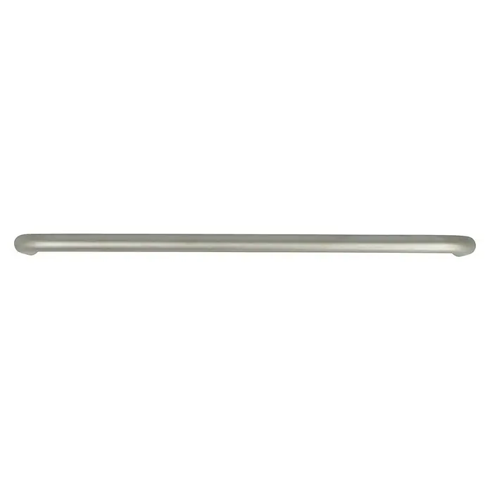 Häfele Tirador para muebles - Tipo de tirador del mueble: Estribo, Acero, Niquelado, L x Al: 200 x 35 mm - Un objeto metálico alargado con extremos redondeados, probablemente una pieza de máquina, sobre un fondo negro.