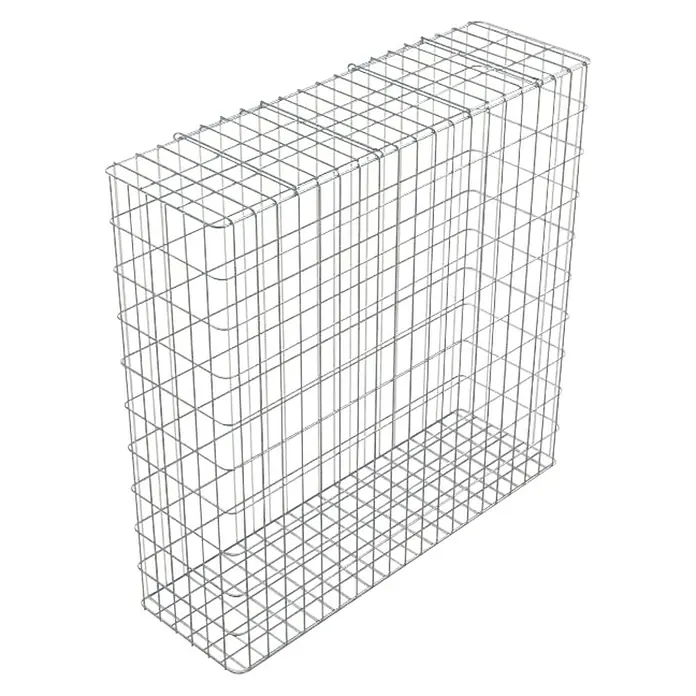 Gabiona Gabione - 102 x 32 x 102 cm, Stahl, Maschenbreite: 50 mm, Maschenhöhe: 100 mm - Das Bild zeigt einen Gabionenkorb aus Draht, der für vielfältige Anwendungen im Garten- und Landschaftsbau geeignet ist.