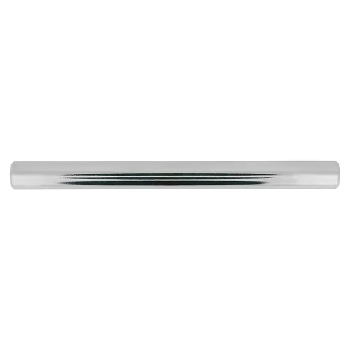 Häfele Tirador para muebles - Tipo de tirador del mueble: Barra, Acero, Cromado, Distancia entre orificios: 128 mm - Primer plano de un empaque blanco rectangular sellado con tres líneas horizontales negras en el medio.