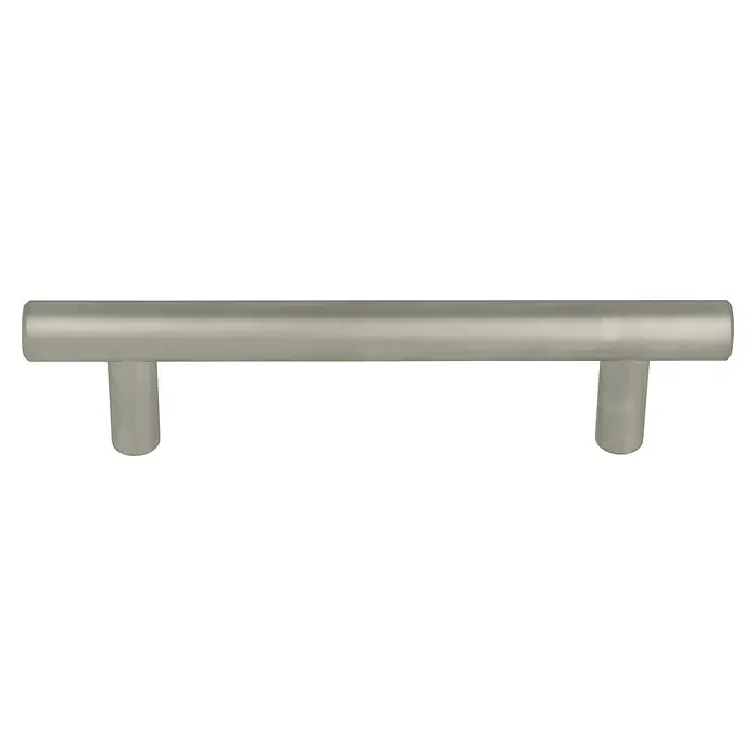 Möbelgriff - Typ Möbelgriff: Stange, Ø x L: 12 x 262 mm, Stahl, Vernickelt - Nahaufnahme eines modernen, silberfarbenen Schrankgriffs mit minimalistischem Design und glatter Oberfläche, ideal für moderne Möbel.